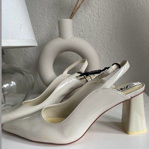 Zara block heel ecru slingback heels NEW
